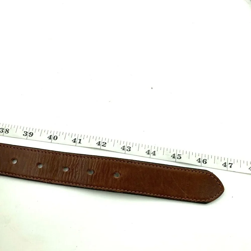 Vintage Eddie Bauer Mens Leather Belt Size 38 Solid Brass Buckle USA Made - Picture 8 of 14